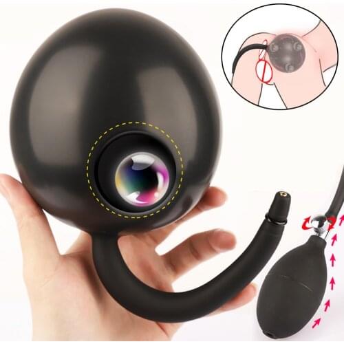 Inflatable Anal Plug Separate Pump Expandable Anus Dilator Prostate Massage Dildo Pump Built-in Ball Dog Tail Butt Plug Sex Toys