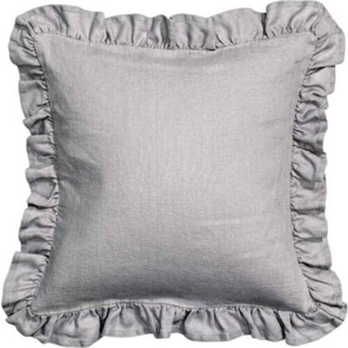 Flouncing Lovely 100% Pure Linen Ruffled Euro Sham Cover Cushion Cover Linen Pillowcase Free Shipping