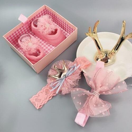 2/3 Pcs/Set Cute Baby Girl Headbands Socks Set Flower Bows Crown Newborn Headband Girls Hairband Turban Baby Hair Accessories