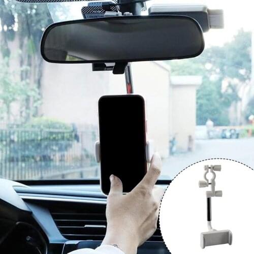 Universal Rearview Mirror Mount Car Phone Holder 360 Rotating GPS Retractable Automobile Back Seat Stand Flexible Accessories