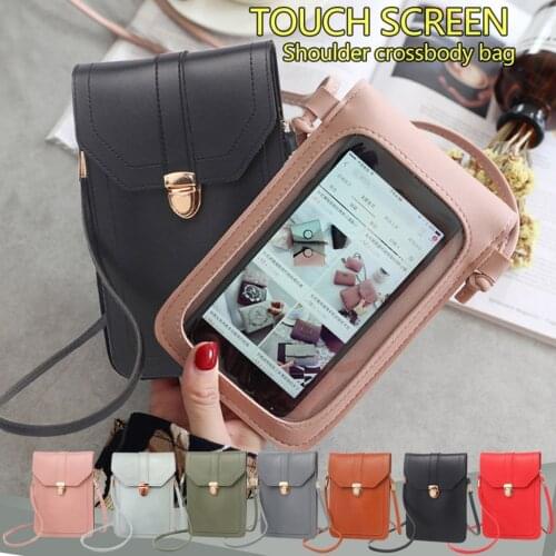 Crossbody bags for women 2021 luxury brand Mini Mobile Phone Bag With Back Side Clear Touching Screen Window Leather Bag#g30