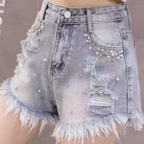 2021 New Women Denim Shorts Classic Vintage High Waist Solid Wide Leg Female Casual Summer Ladies Shorts Jeans with Tassels Z24