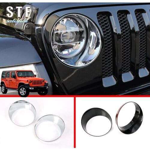 ABS Decorate Front Head Light Headlight Lamp Cover Trim Molding Frame For Jeep Wrangler JL 2018 2019