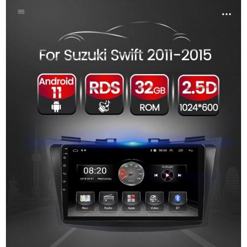 Android 11 For Suzuki Swift 2011-2015 HD 1024*600 Car Radio Stereo Audio Multimedia Player GPS FM Navigation Carplay+Auto BT RDS