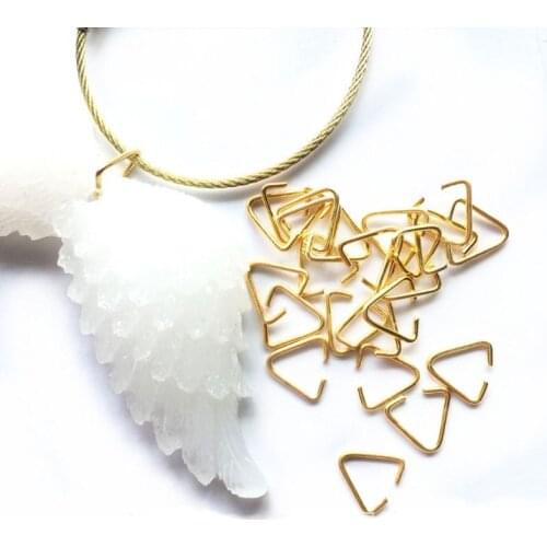 ANGELADY 100Pcs Triangle Open Jump Rings Iron Pinch Clip Bail Hang Drops Triangle Buckle 18 Gauge for Jewelry Making Findings
