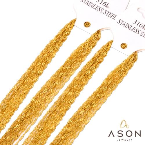 ASONSTEEL 10PCS/LOT Stainless Steel Twisted Singapore Chain Rose Gold Silver Color Plating 2mm Width Chains Necklaces Wholesale