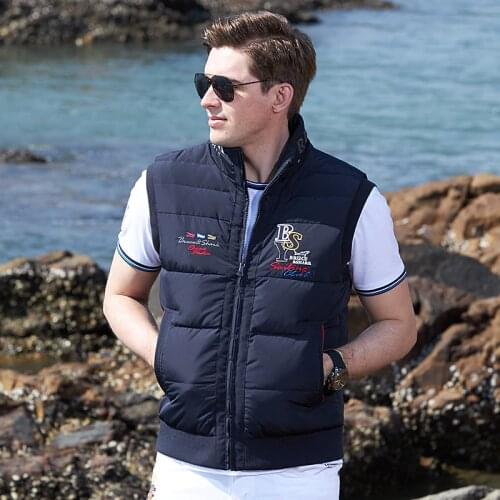 Bruce&Shark 79% Duck Down Feather Casual Vest Men Top Quality best Embroidery Fashion Casual Men Vest Winter Size M TO 3XL
