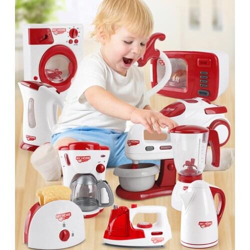 Household Appliances Pretend Play Kitchen Children Toys Coffee Machine Toaster Blender Vacuum Cleaner Cooker Toys For Kid Toys