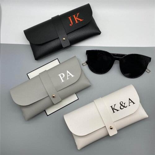 Glasses Case Personalized with Initials Soft Sunglasses Pouch Faux Leather Custom Initials Birthday Gifts Glasses Holder