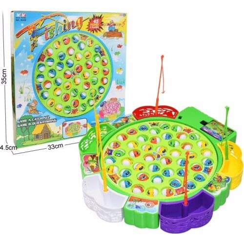 Kids Fishing Toys Electric Rotating Fishing Play Game Musical Fish Plate Set Magnetic Outdoor Sports Toys for Children Gifts