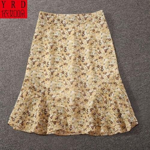 Womens High Quality Chiffon Floral Skirt Woman Skirts Mujer Faldas Saias Mulher