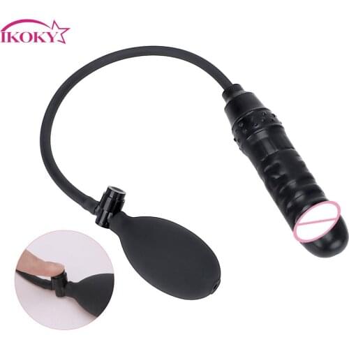 IKOKY Sex Toys for Women Inflatable Dildo Female Masturbation Huge Dildo with Pump Fake Penis Anal Plug Butt Plug