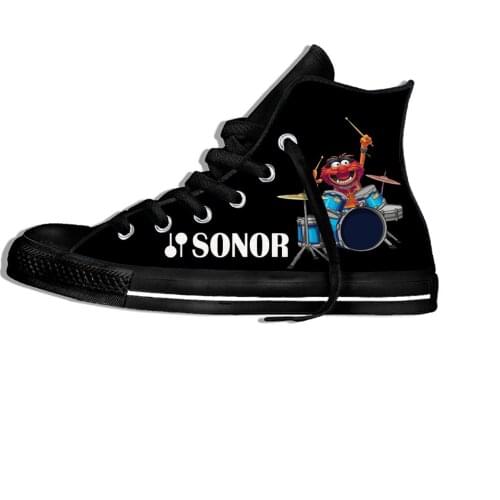 Animal drummer show muppet Drum Novelty Design Fashion Lightweight High Top Cloth Shoes Men Women Casual Breathable Sneakers