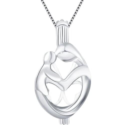 CLUCI 925 Sterling Silver Cage Pendant Pearl Locket Necklace Gift for Mother Love Charms Pendant Silver 925 Pearl Locket SC207SB