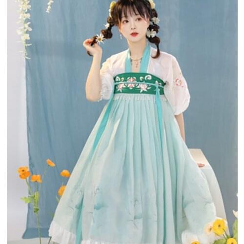 Summer Hanfu Female Chinese Style Fairy and Elegant Ancient Style Ancient Costume folk dance vintage Dress