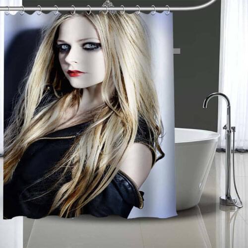 Hot Custom Avril Curtains Polyester Bathroom Waterproof Shower Curtain With Plastic Hooks More Size