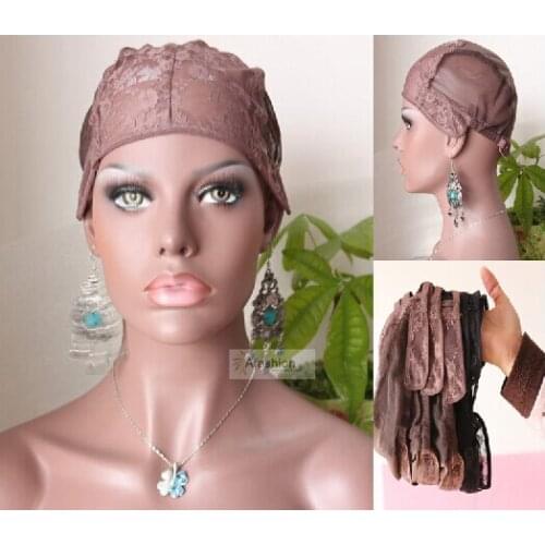 1pc full lace wig cap for making wigs adjustable straps knitted hats women salon styling tools