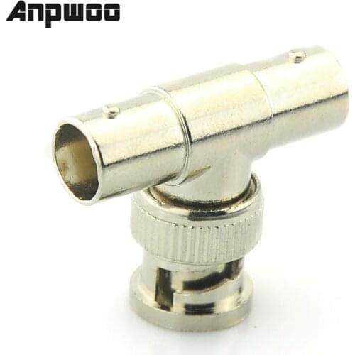 ANPWOO BNC T Adapter Splitter Connector Coupler 1 Male to 2 Female CCTV Jack Plug