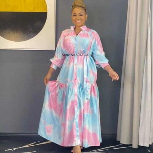 Print African Long Dresses For Women Rayon Party Maxi Dress Africa Clothing African Design Clothes Bazin Abaya Muslim Robe Femme