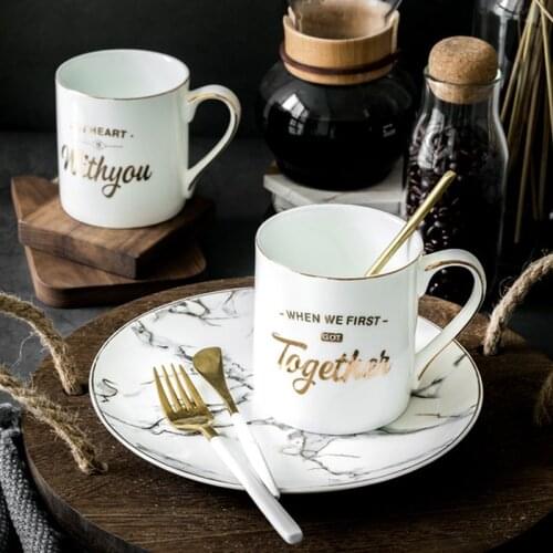 Simple Phnom Penh Cup Ceramic Breakfast Mug Bone China Couple Cup Coffee Cup Creative Pattern Customization No Cover