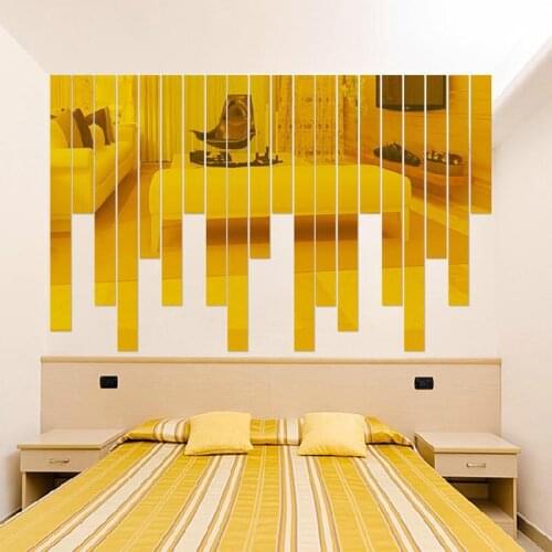 Rectangle Acrylic mirror wall stickers Fashion stripe wall stickers Living room Bedroom TV background DIY art wall decor