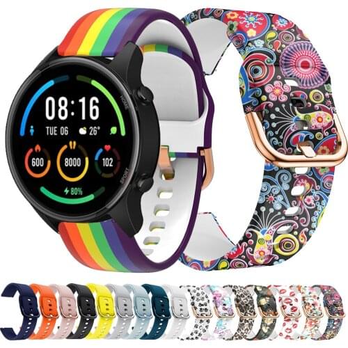 22mm Watch Band For Xiaomi MI Watch Strap Printing Silicone Watchbands Wristband Bracelet For Xiaomi Smart Mi Watch Color Sports