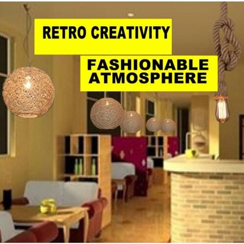 Retro Hemp Rope Pendant Lights Vintage Rattan Ceiling Lamps Edison Led Hanglamp Home Kitchen Living Room Decoration Accesories