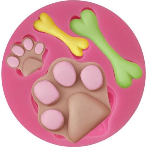 DIY Animal Footprints & Bone Cake Mold Silicone Fondant Soap Cupcake Jelly Candy Chocolate Decoration Baking Tool Moulds FQ3327