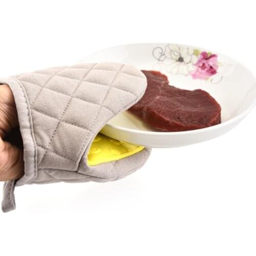 Silicone cotton oven gloves kitchen cooking microwave oven gloves insulation non slip gloves tray dish Bowl hand clip