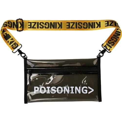 2019 Fashion Pvc Transparent Bag Unisex Hip Hop Street Style Shoulder Bags for Women Letter Print Waterproof Beach Crossbody Bag