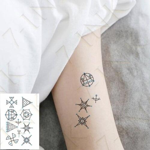 Water Transfer Fake Tattoo Sticker Minimalist Triangle Square Star Round Art Tatoo Waterproof Temporary Tatto For Men Woman
