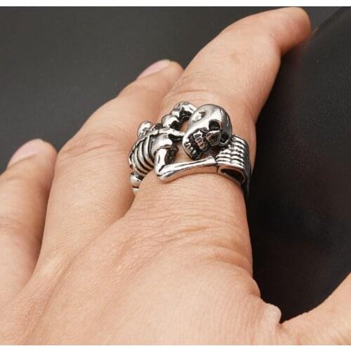 Vintage Mens Calvarium Skull Ring Gothic 316L Stainless Steel Biker Ring Motorcycle Band Rock Punk Jewellery