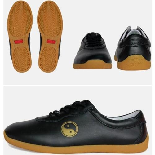 High Quality Cowhide Tai Chi Shoes Soft Genuine Leather Kung Fu Wushu Shoes Martial Arts Sneaker Sports Training Footwear