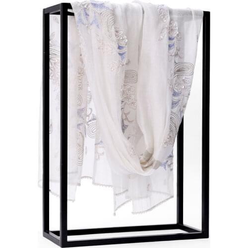 Japanese long silk scarf shawl India hand-embroidered metal silk shiny decoration spring and summer shawl