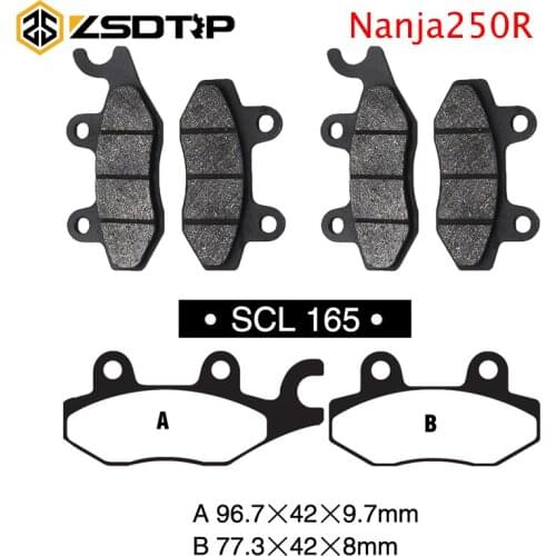 ZSDTRP Motorcycle Parts Front & Rear Brake Pads Kit for Kawasaki NINJA 250R 2013 2014 2015 2016 Semi-Metal Motocross Brake Pads