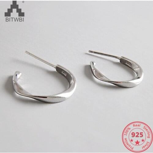 2020 Fashion Charm 925 Sterling Silver Mobius CHIC Style Simple Smooth Earrings Hoop Luxury Fine Jewelry for Women Gift