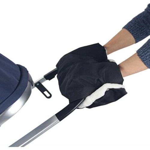 Winter Stroller Warm Glove Pram Hand Muff Fur Fleece Baby Stroller Accessory Windproof Thickened Baby Stroller Thermal Gloves