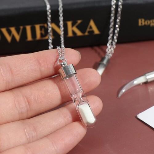 1pc Fashion Hourglass Luminous Pendant Necklace Glowing In Dark Hollow Luminous Pendant Necklace Jewelry Halloween Gifts