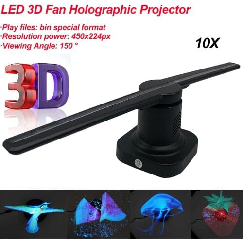 10Pcs/Lot Disco Light 3D Hologram Projector Advertising Display LED Holographic Fan Naked Eye Fan Light For Bar DJ Stage Lights