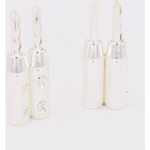 8 pcs Silver Plated BFA Banana Speaker Plug Copper Connector HiFi