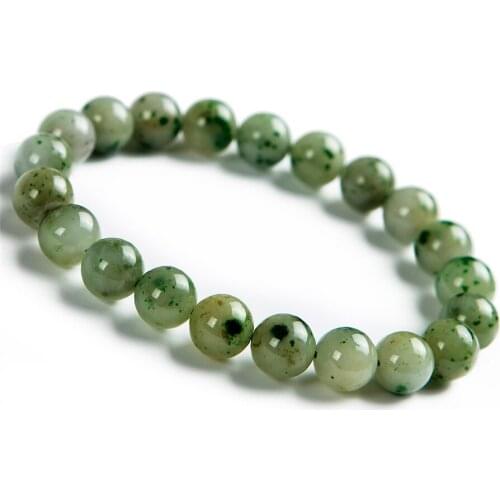 9mm Genuine Natural Green Dushan Gem Stone Crystal Round Bead Stretch Charm Bracelets For Women