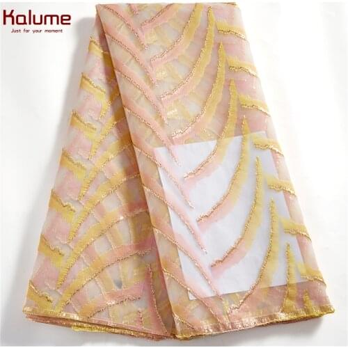 Kalume African Gilding Lace Fabric 5 Yards 2021 Brocade Nigerian French Net Lace Fabric High Quality Lace For Diy Dress H2531