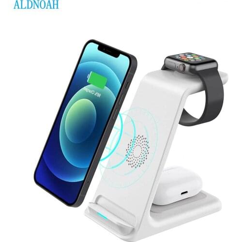 Wireless Charger Stand 3 in 1 Fast Charging Station Dock for Apple Watch Series 6 SE 5 4 3 2 Airpods iPhone 12 11 XS XR 8 Phone