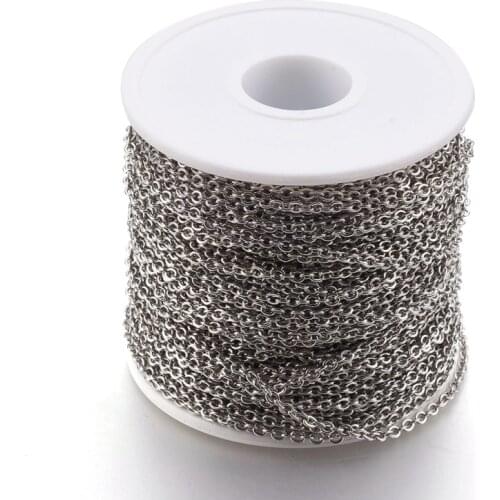 50m/roll 304 Stainless Steel Cross Chains Rolo Chain Curb Chain for Jewelry Making DIY Bracelet Necklace Handmade Craft Supplies