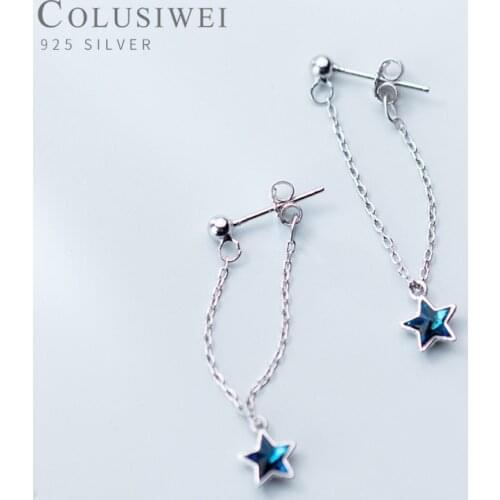 Colusiwei Trendy 100% 925 Sterling Silver Sparkling Star & Round Beads Drop Earrings for Women Authentic Silver Jewelry Bijoux