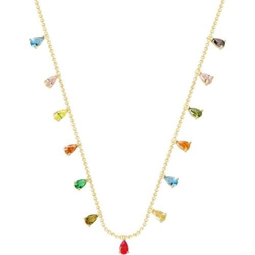 Coşar Silver Color Cubic Zirconia Drop Silver Necklace