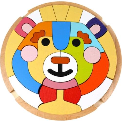 DIY Bear-shape Kids Animal 3D Wooden Puzzle Montessori Toy Puzzle Telling Story Stacking Jigsaw Educational Toy For Children