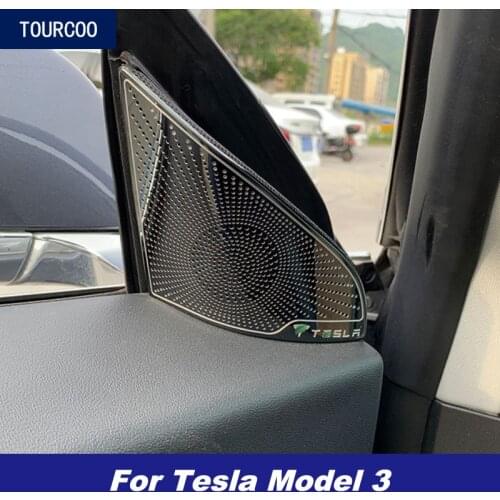 For Tesla Model 3 Front Triangle A Pillar Loudspeaker Cover Trim Car Styling Modified Garnish Accessories