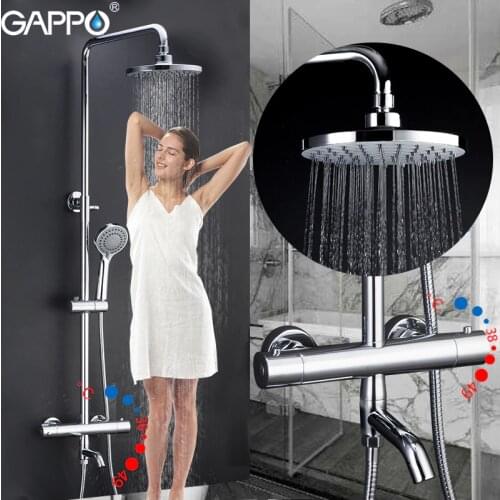 Gappo sanitary ware suite Thermostatic shower BRASS faucet bath lift adjustable hot cold water big round head shower gadgets