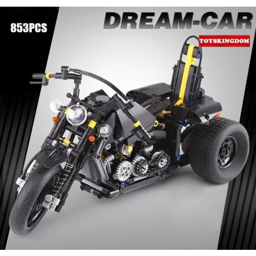 Classic technical dream car Heavy duty motorcycle moc building block model motobike assemble bricks tricycle toys collection